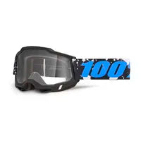 MASCHERA MOTO MOTOCROSS ACCURI 2 100% NERA E BLU CALLISTO LENTE TRASPARENTE