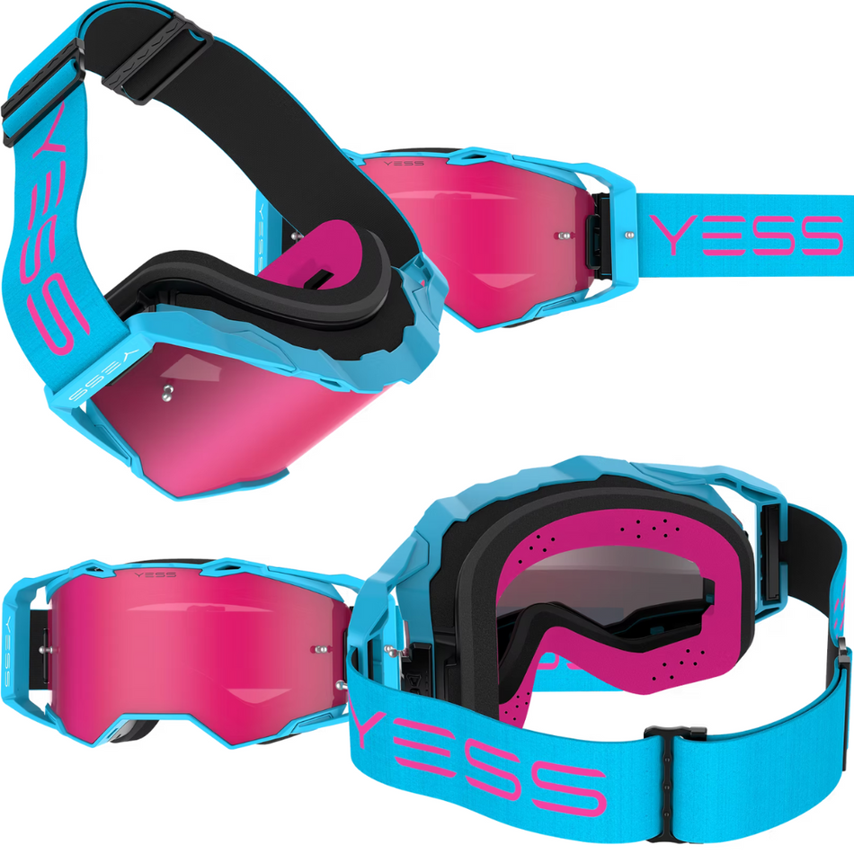 MASCHERA MOTO BLUE CANDY PINK YESS BRAND