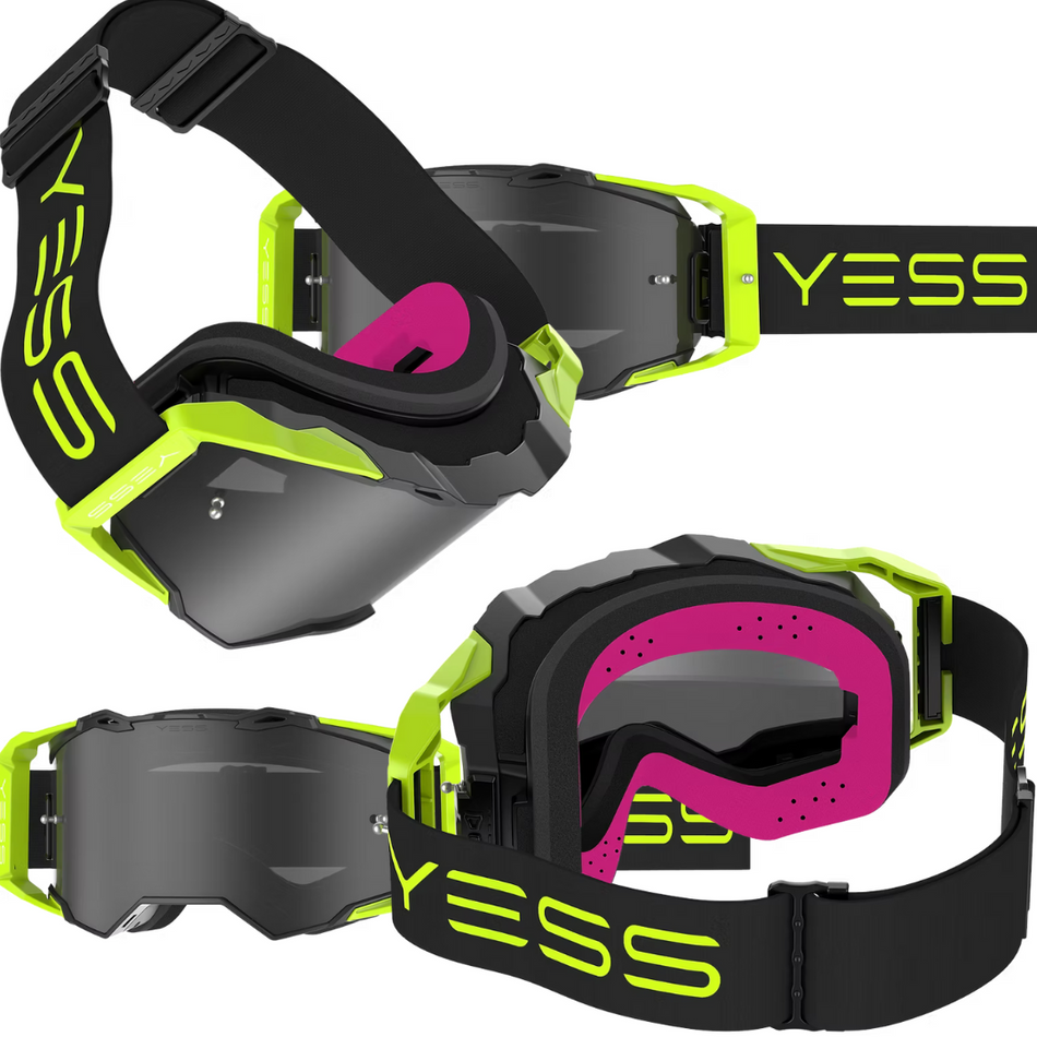 MASCHERA MOTO NEON 2 YESS BRAND NERA E GIALLA FLUO