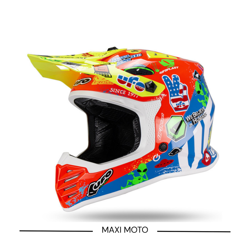 Casco Ufo Korey Junior Arancione Azzurro Giallo