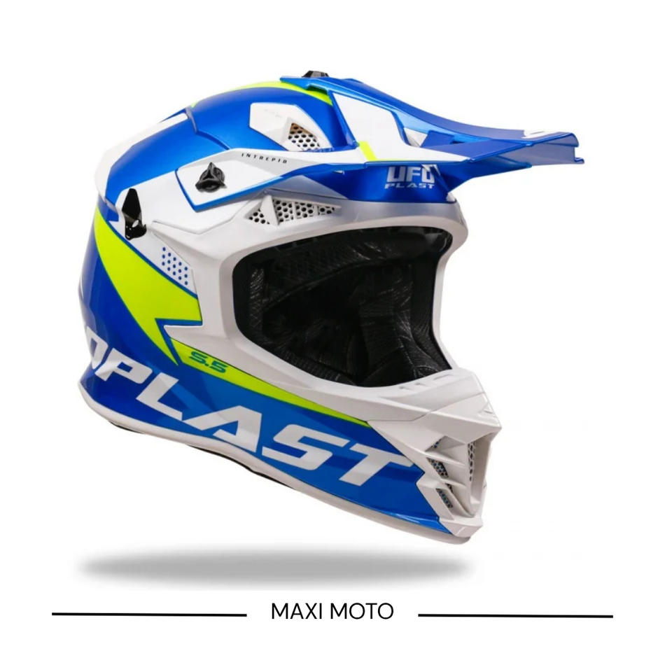 Casco Ufo Intrepid Bianco Azzurro Giallo Fluorescente
