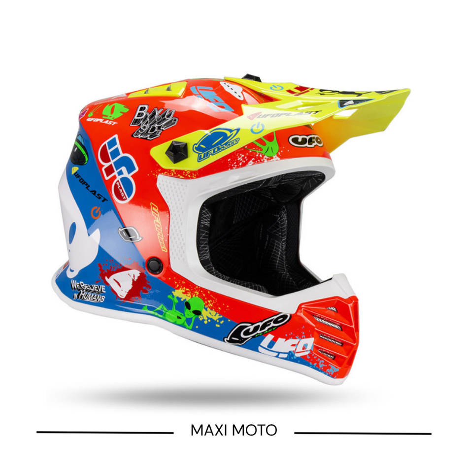 Casco Ufo Korey Junior Arancione Azzurro Giallo