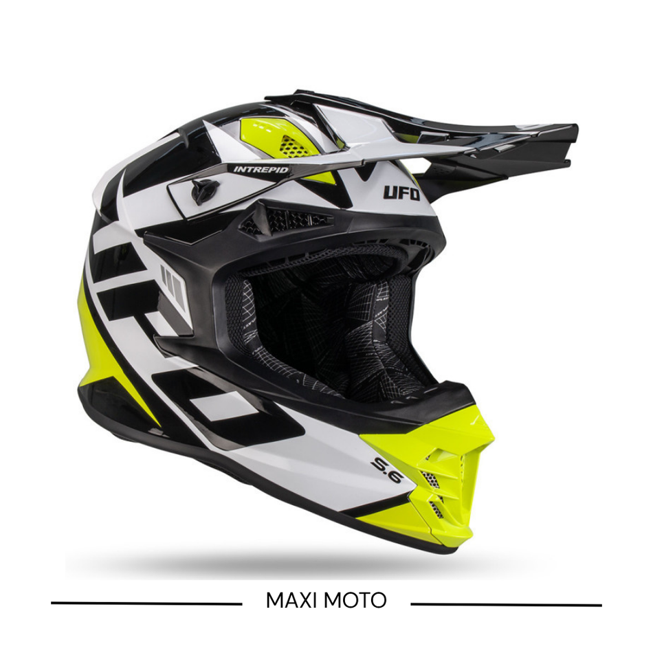 Casco Ufo Intrepid Bianco Nero Giallo Fluorescente