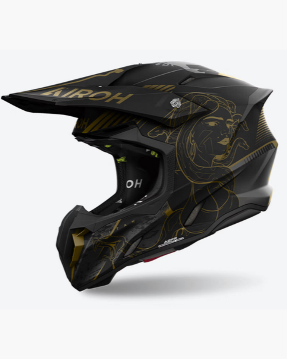 CASCO AIROH TWIST 3 TITAN MEDUSA NERO E ORO