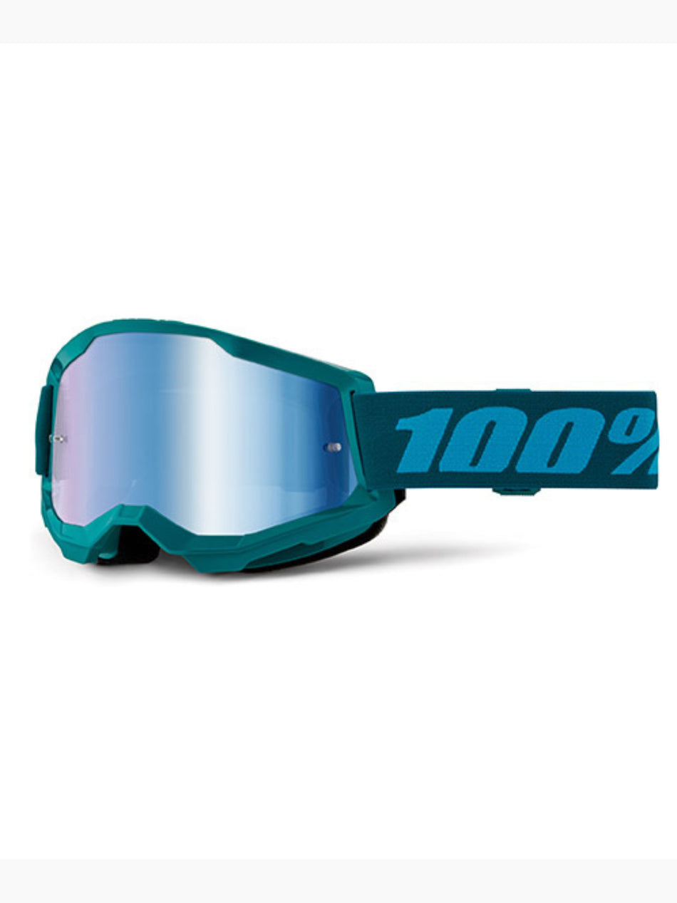 MASCHERA 100% STRATA 2 VERDE PETROLIO STONE - LENTE A SPECCHIO BLU