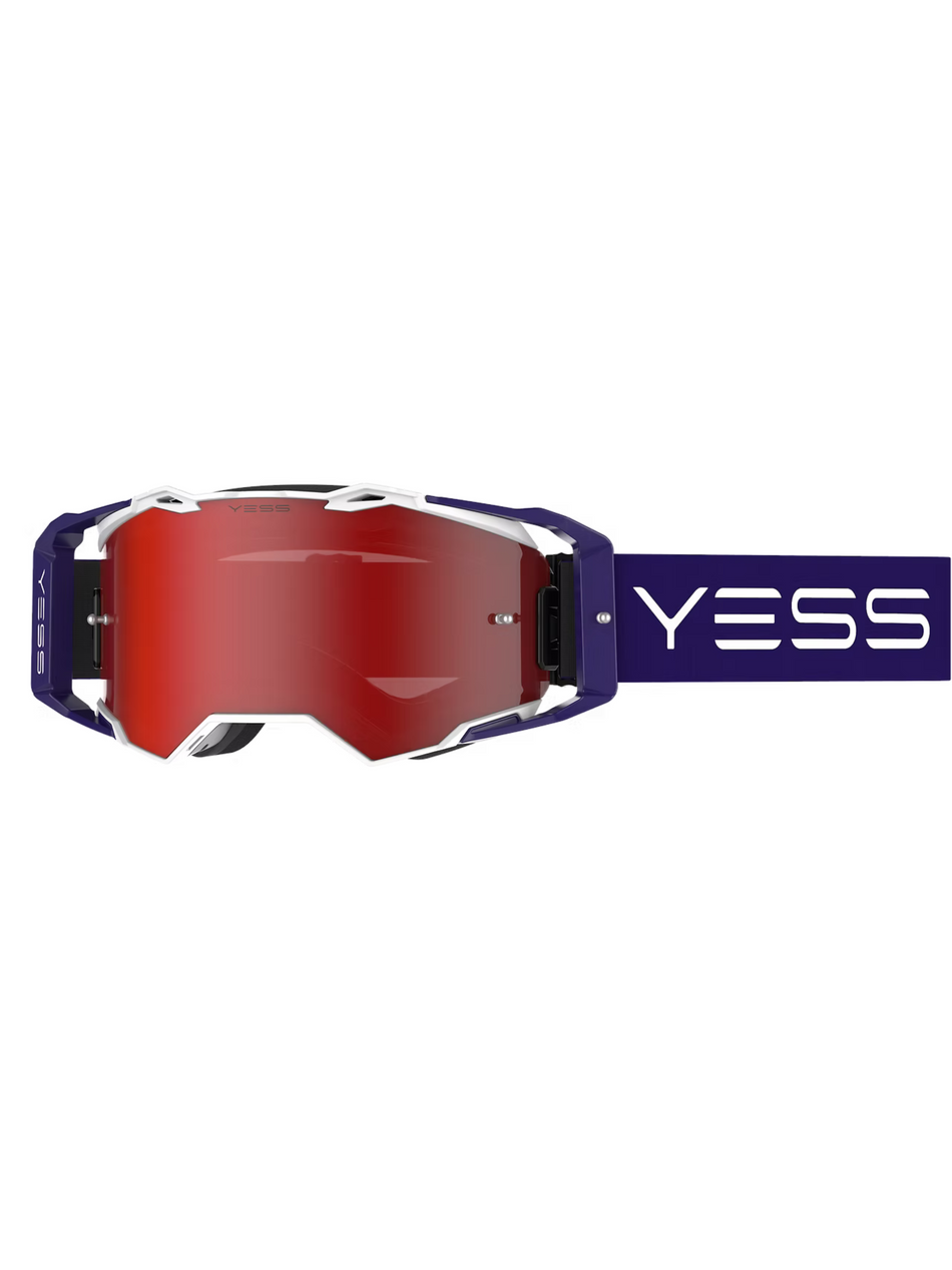 MASCHERA MOTO RUBY BLUE YESS BRAND BLU E BIANCO LENTE ROSSA
