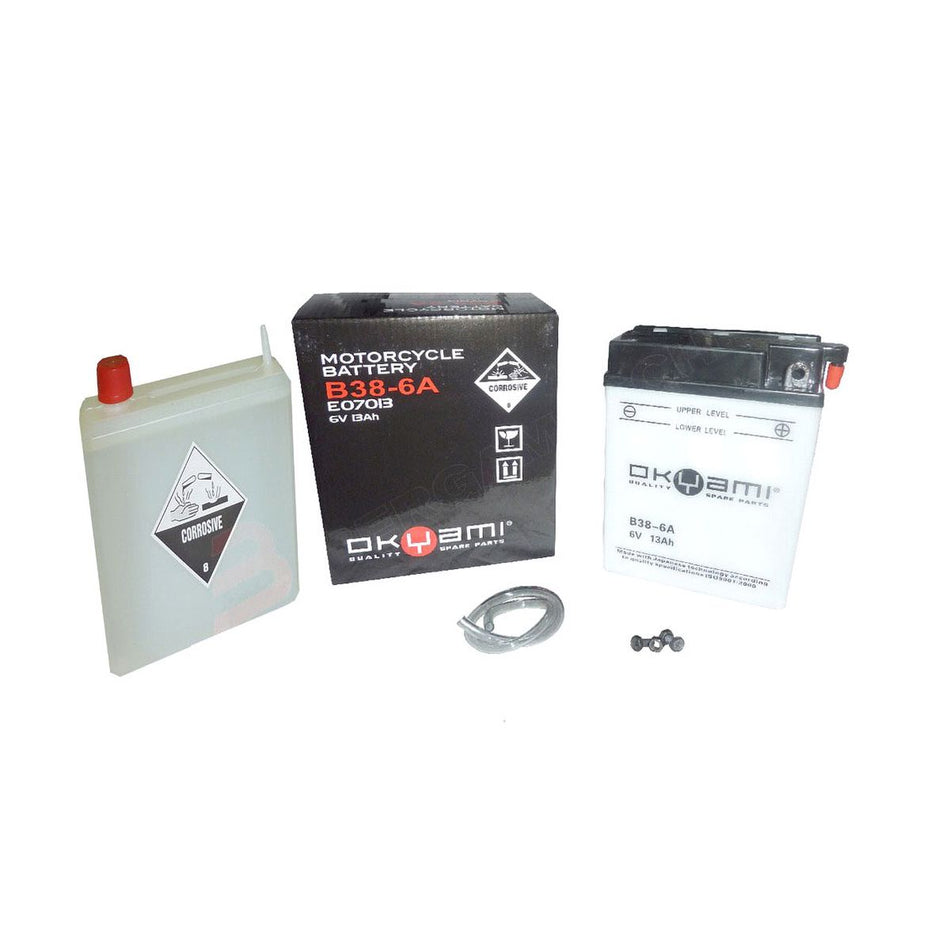 BATTERIA OKYAMI B38-6A CON ACIDO A CORREDO