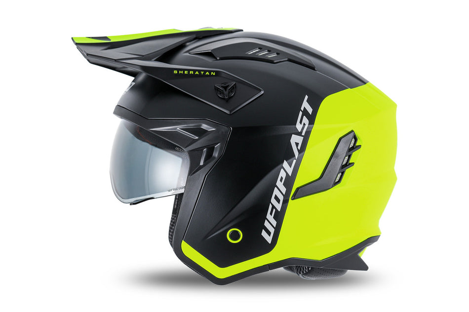 CASCO MOTO JET SHERATAN UFO GIALLO FLUO NERO