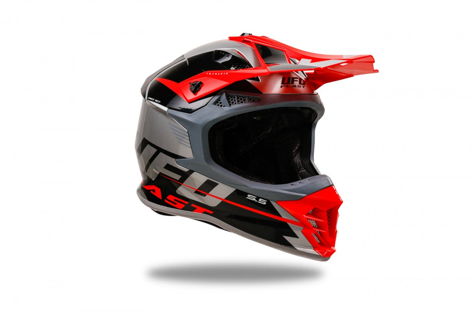 CASCO MOTOCROSS MOTO UFO INTREPID GRIGIO ROSSO NERO