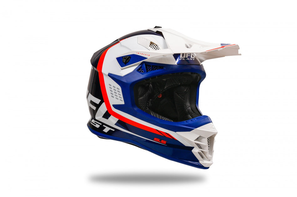CASCO MOTOCROSS MOTO UFO INTREPID ARANCIONE BIANCO BLU