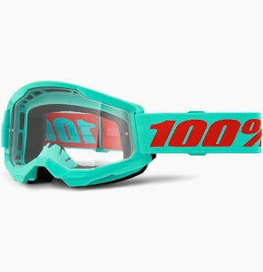 MASCHERA MOTOCROSS 100% STRATA 2 MAUPITI AZZURRA LENTE TRASPARENTE