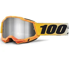 MASCHERA MOTOCROSS 100% ACCURI 2 ARANCIONE RAZZA LENTE SPECCHIATA ARGENTO