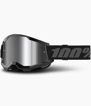 MASCHERA MOTOCROSS 100% NERA LENTE SPECCHIATA NERA STRATA 2