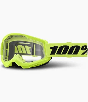 MASCHERA MOTOCROSS 100% STRATA 2 GIALLO FLUO LENTE TRASPARENTE